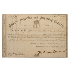 [CIVIL WAR] Confederate Blockade Bond Signed by Ravenel