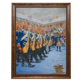 [REVOLUTIONARY WAR] Hessians in Trenton, Original Oil on Canvas