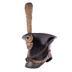 [MILITARIA] ca 1830 Militia Leather Bell-Crown Shako
