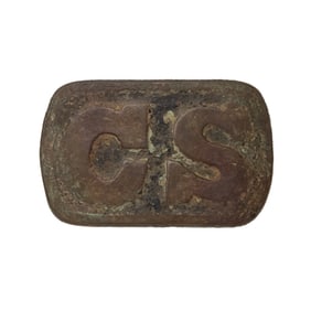 [CIVIL WAR] Clipped Corner CS Buckle w/ Belt Fragment & Original Japanning