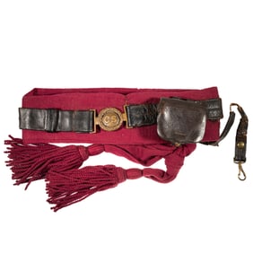 [CIVIL WAR] Confederate Belt Rig w/ Cap Pouch & Officer's Sash