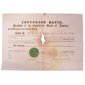 [CIVIL WAR] Jefferson Davis & Judah Benjamin SIGNED Confederate Naval Commission