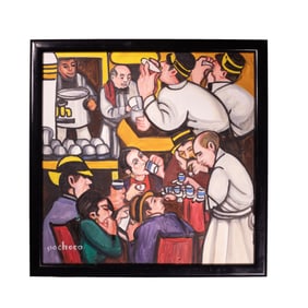 [ART] CafÃ© Scene, Ferdie Pacheco Oil on Canvas