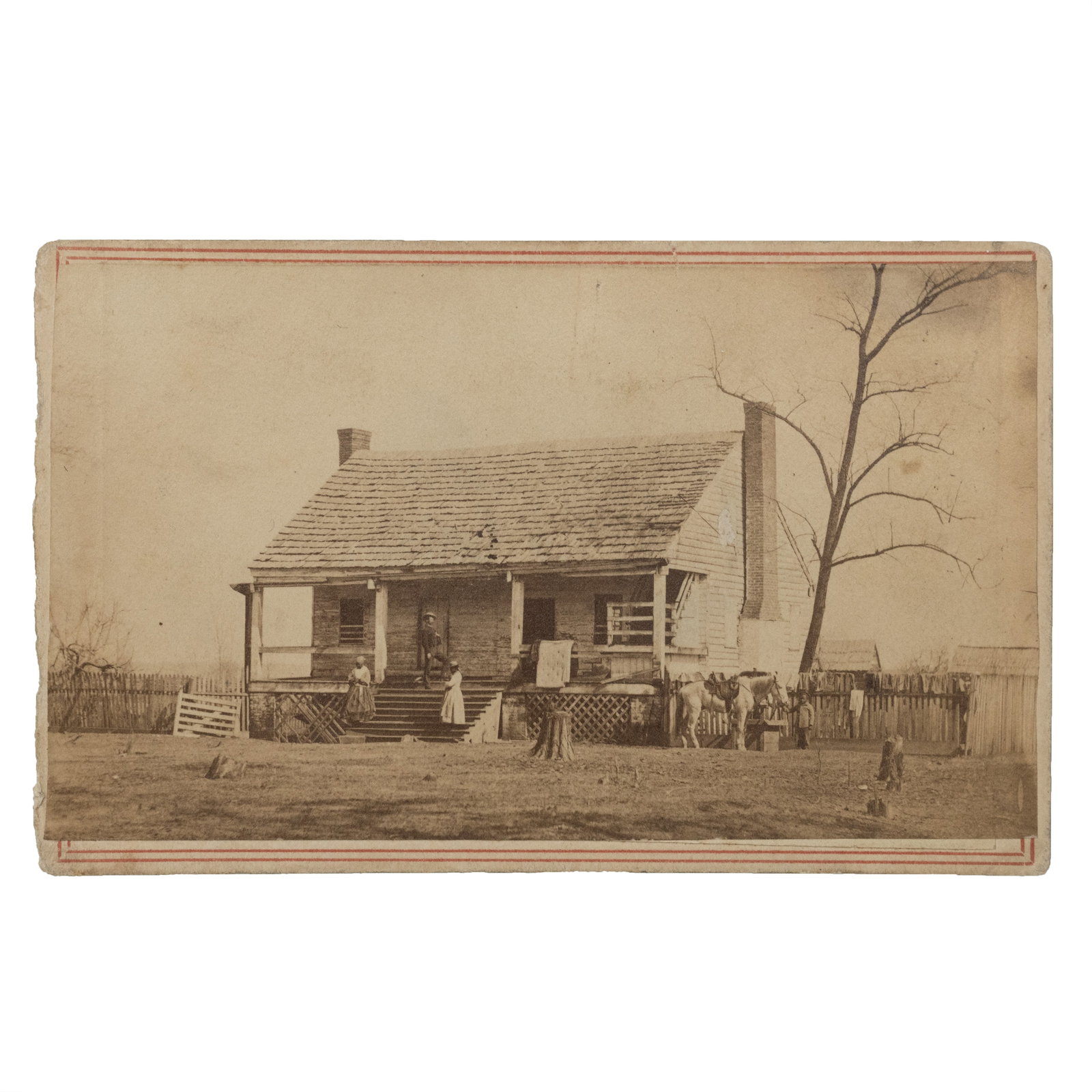 [SLAVERY] Slave Quarters at Jefferson Davis' Brierfield Plantation : SLAVE QUARTERS AT BRIERFIELD PLANTATION, THE ESTATE OF JEFFERSON DAVIS, NEAR VICKSBURG, MISSISSIPPI Carte-de-visite (CDV) photograph by Washington Lightfoot, Vicksburg, circa 1860s. A r