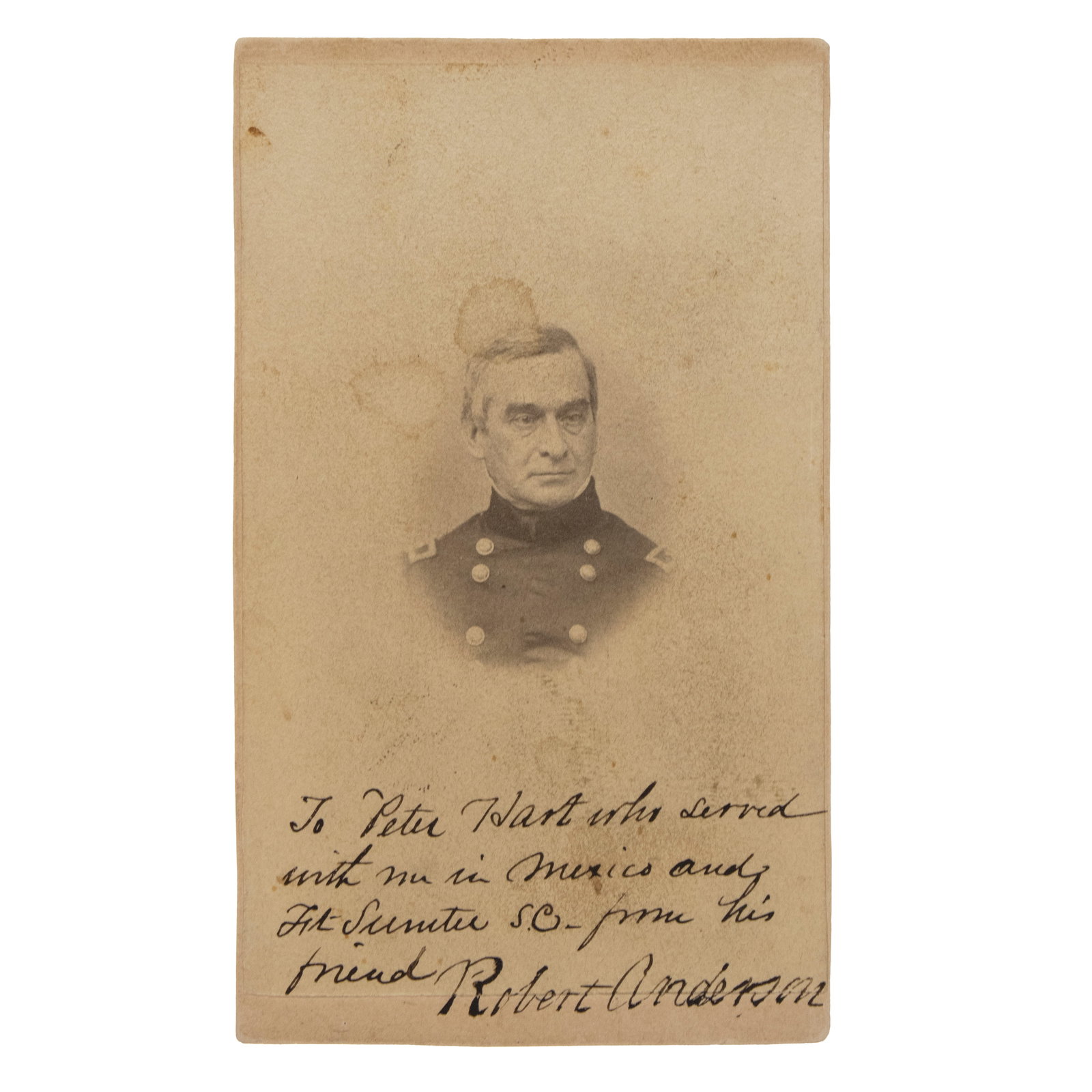 [CIVIL WAR] Historic Fort Sumter Anniversary: Robert Anderson Presented CDV (1 of 2)