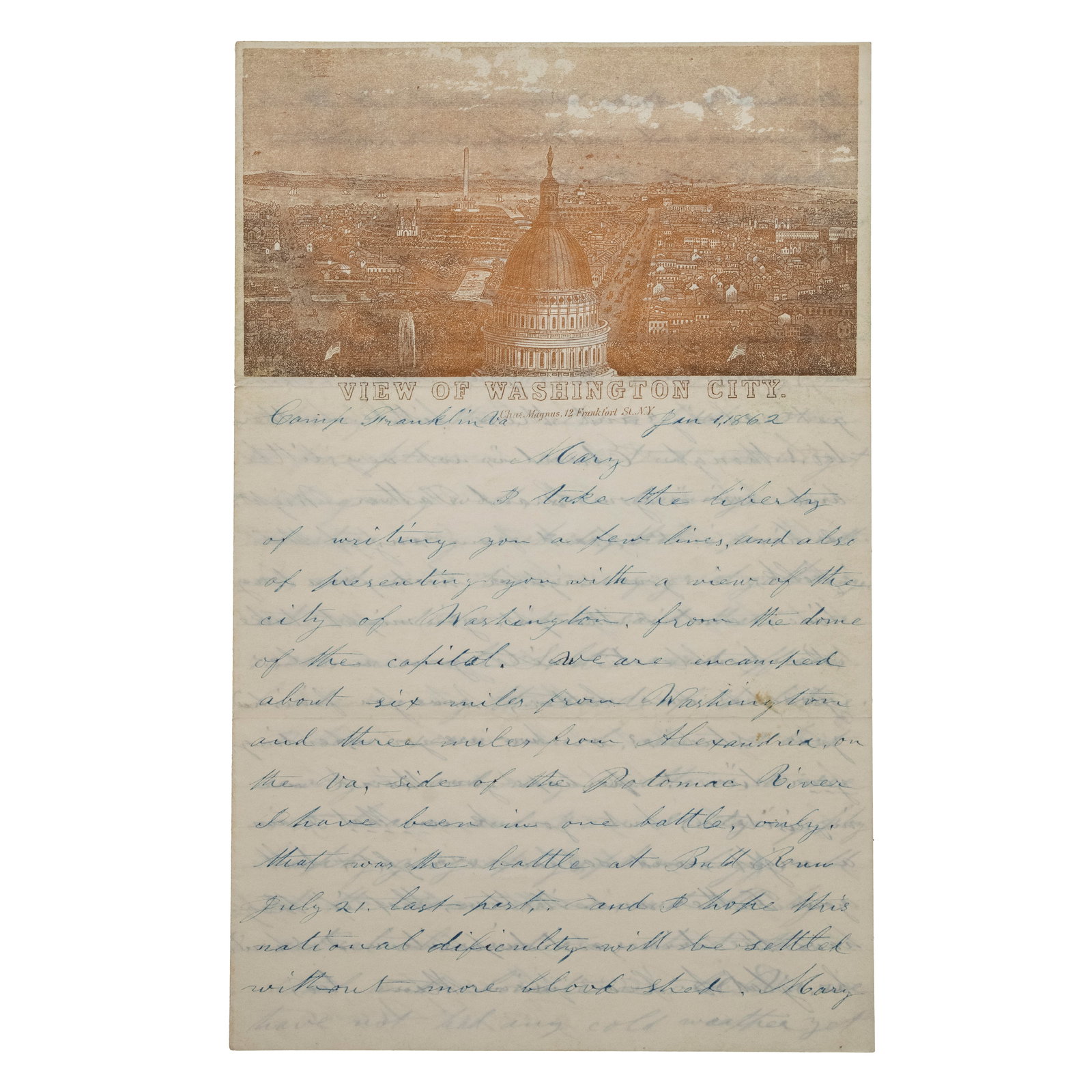 [CIVIL WAR] Battle of Bull Run & Slavery, Letter on Illustrated Stationery (1 of 2)