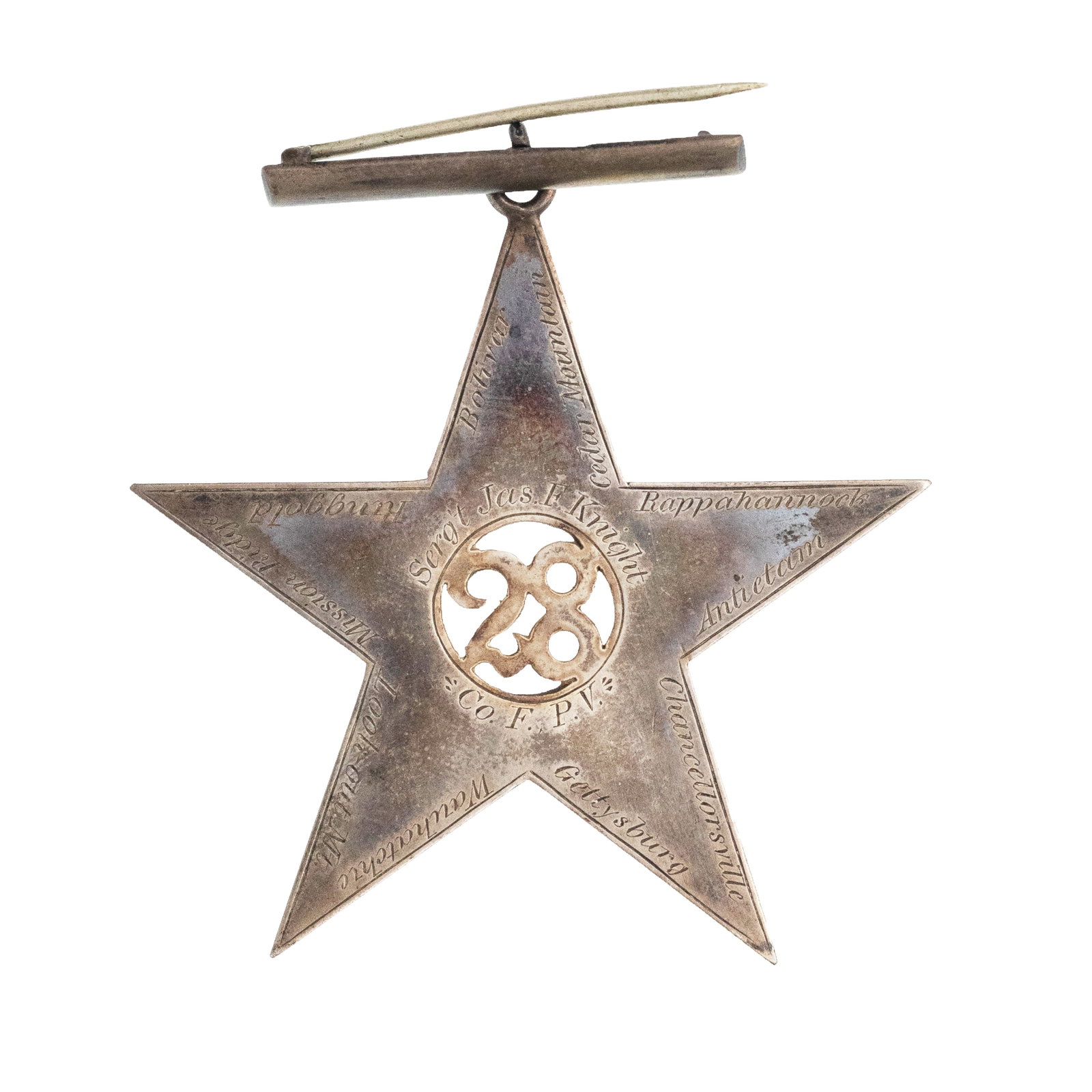 [CIVIL WAR] Inscribed 28th PA Corps Badge w/ Battle Honors (1 of 2)