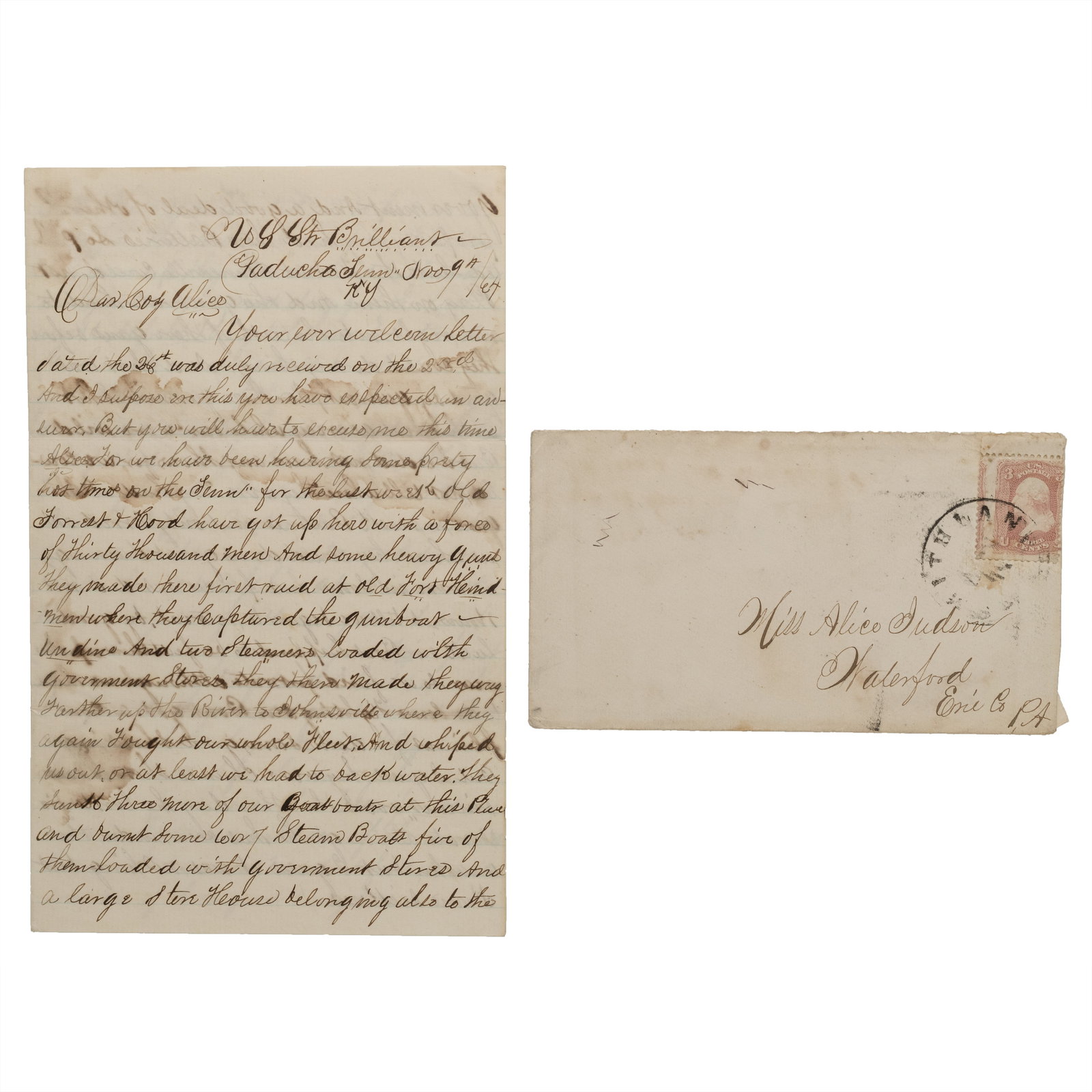 [CIVIL WAR] Sailor's Letter re: Forrest's Raid & Lincoln Election (1 of 4)