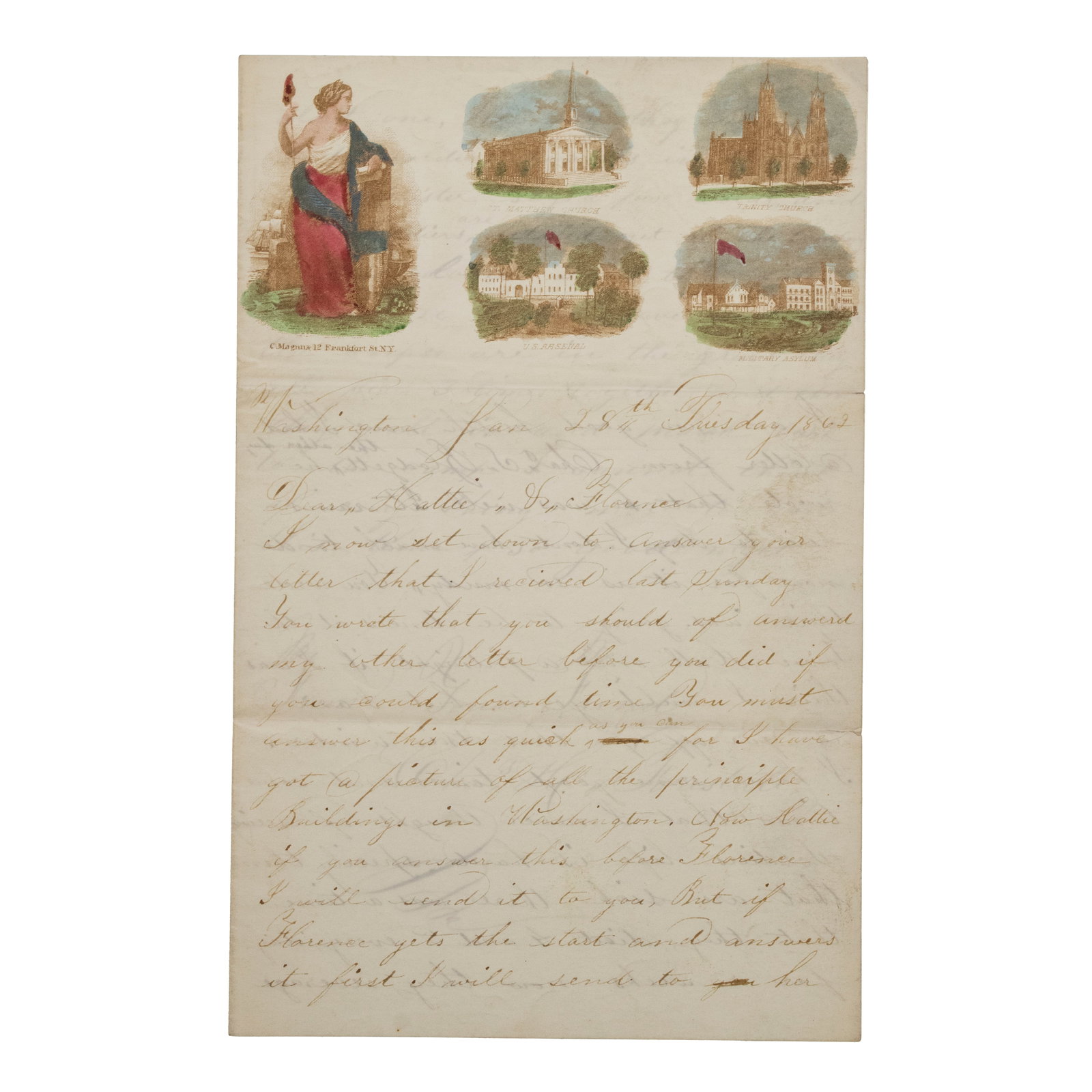 [CIVIL WAR] Burial of Fallen Men: 2nd US Sharpshooters Letter on Illustrated Letterhead: "...The minister says a few words, and ten soldiers are detailed out of the company to carry loaded guns. They follow the corpse to the grave and when the corpse [is] in the grave, they all fire