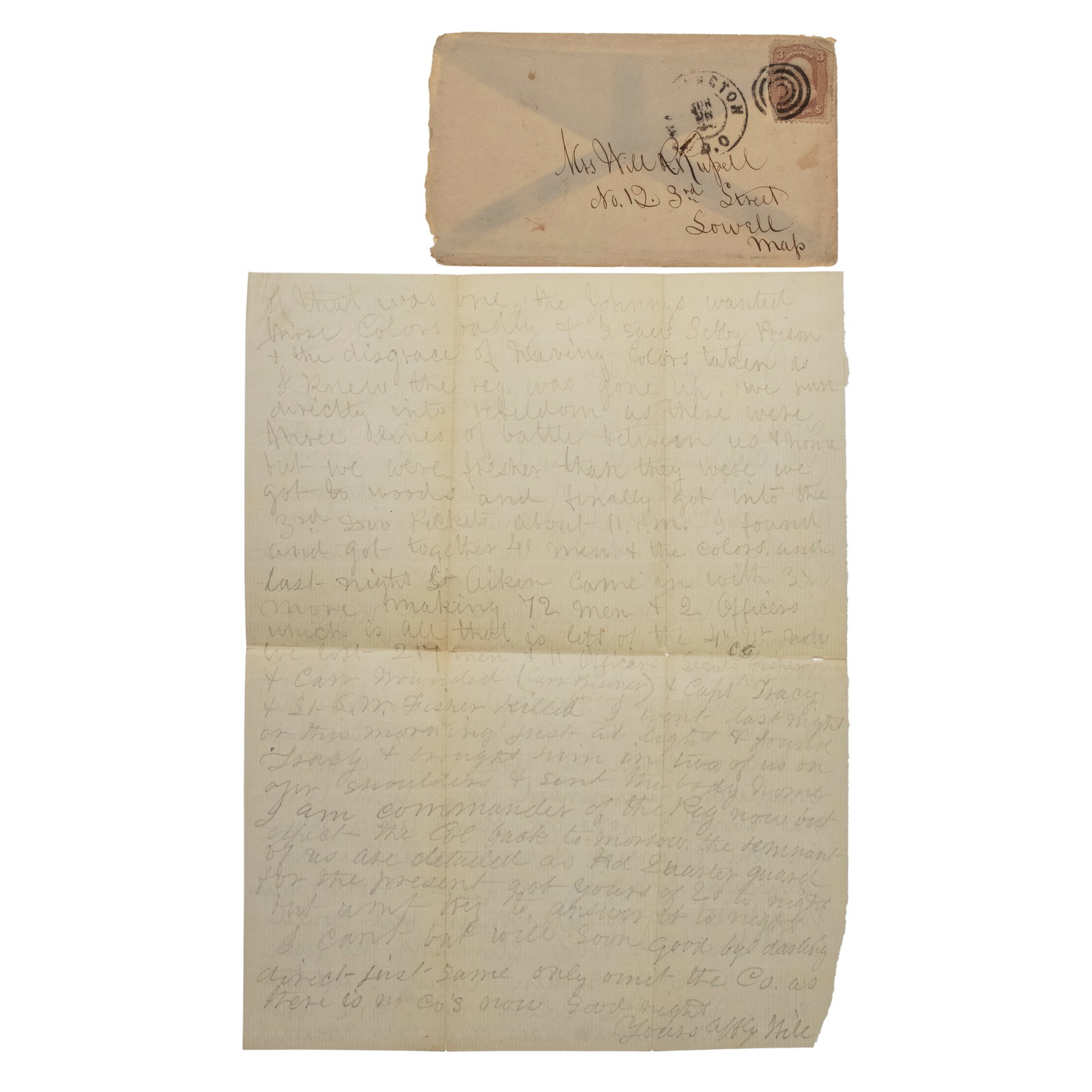 [CIVIL WAR] 1864 Letter re: Cold Harbor & "Annihilation" of 4th Vermont: "...but they rallied toward the night and drove us back to within a mile of our main line...We fought as long as we could but 'twas no use. They completely surrounded us..." Autog