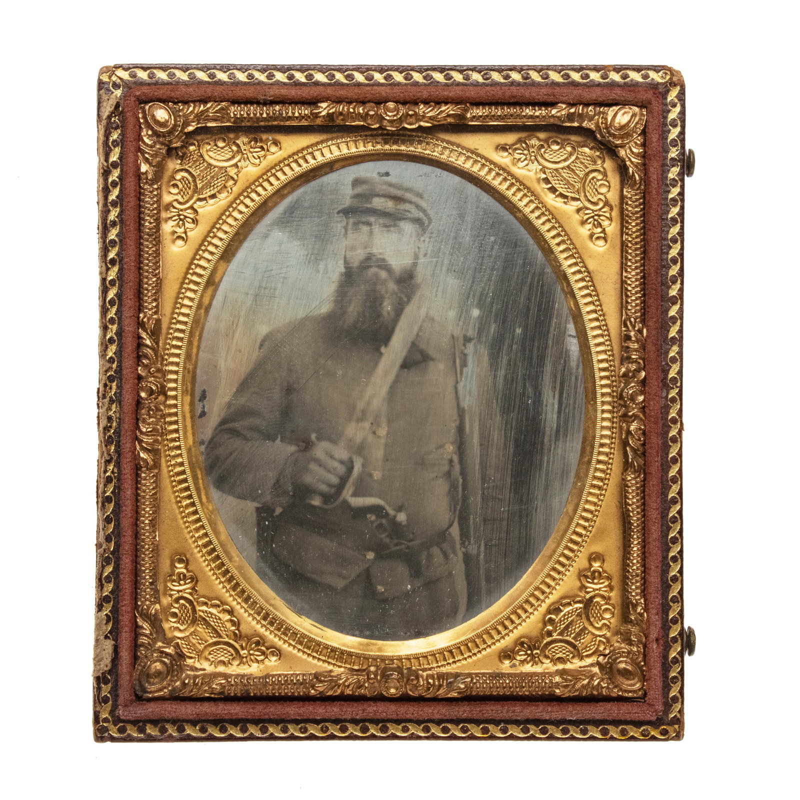 [CIVIL WAR] Triple Armed Confederate, Daguerreotype Portrait (1 of 1)