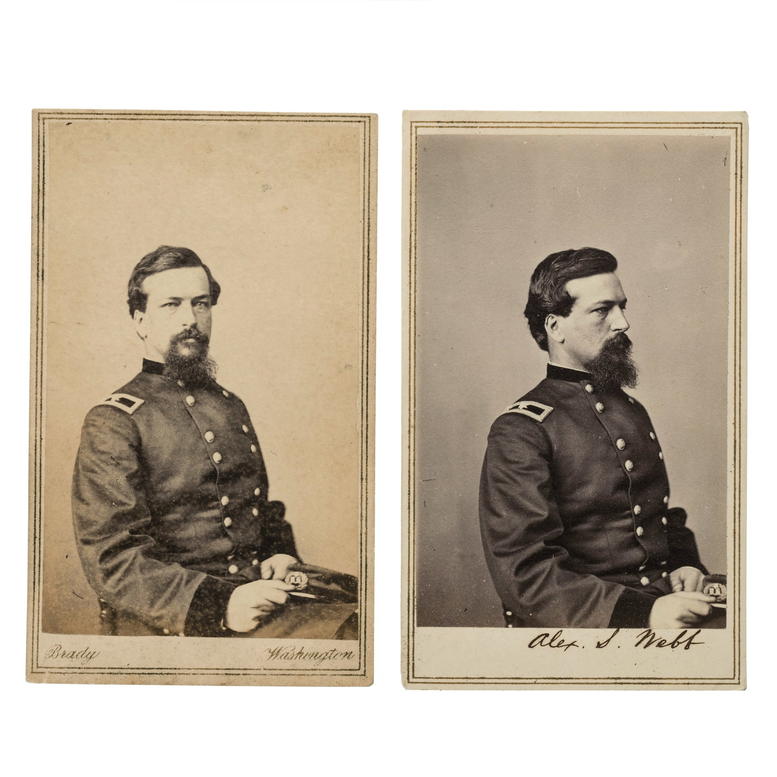 [GETTYSBURG] 2 CDVs, 1 Signed, of Gen. Webb, WIA and Medal of Honor (1 of 2)