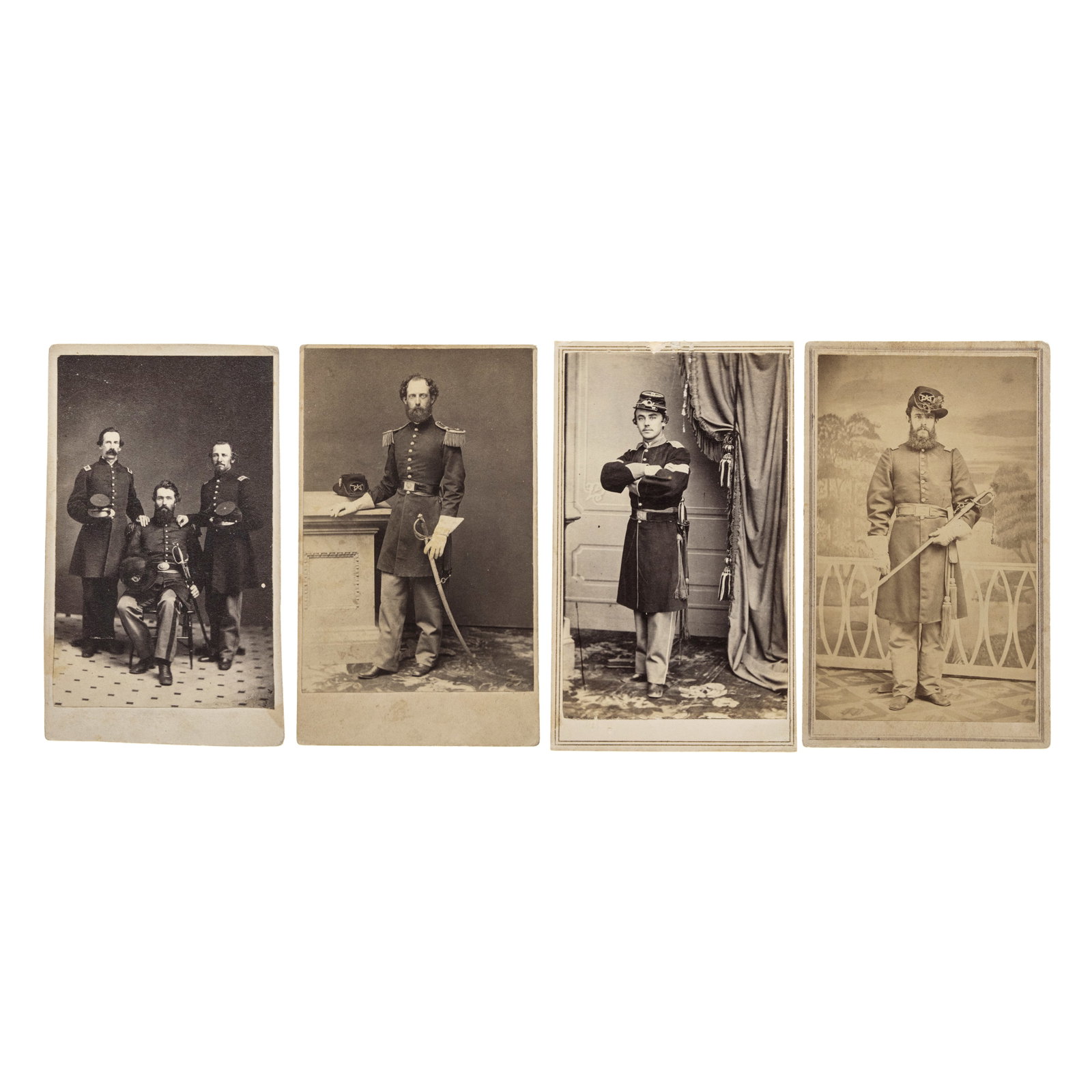 [CIVIL WAR] Pacific Frontiersmen: Collection of Four California Volunteer Cavalry and Infantry CDVs (1 of 9)