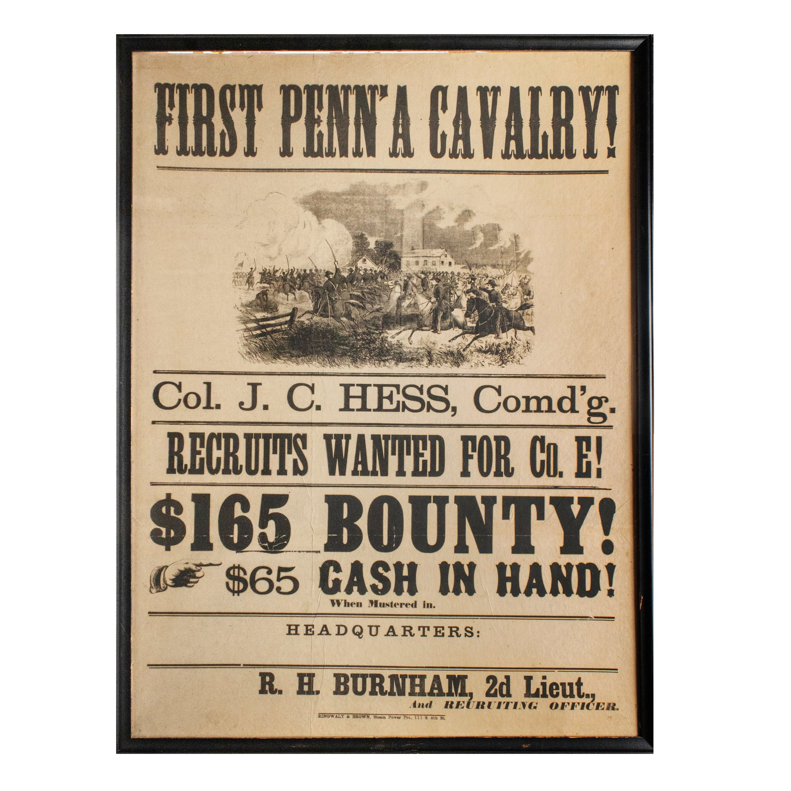 [GETTYSBURG] Rare PA Emergency Cavalry Illustrated Recruitment Broadside (1 of 1)
