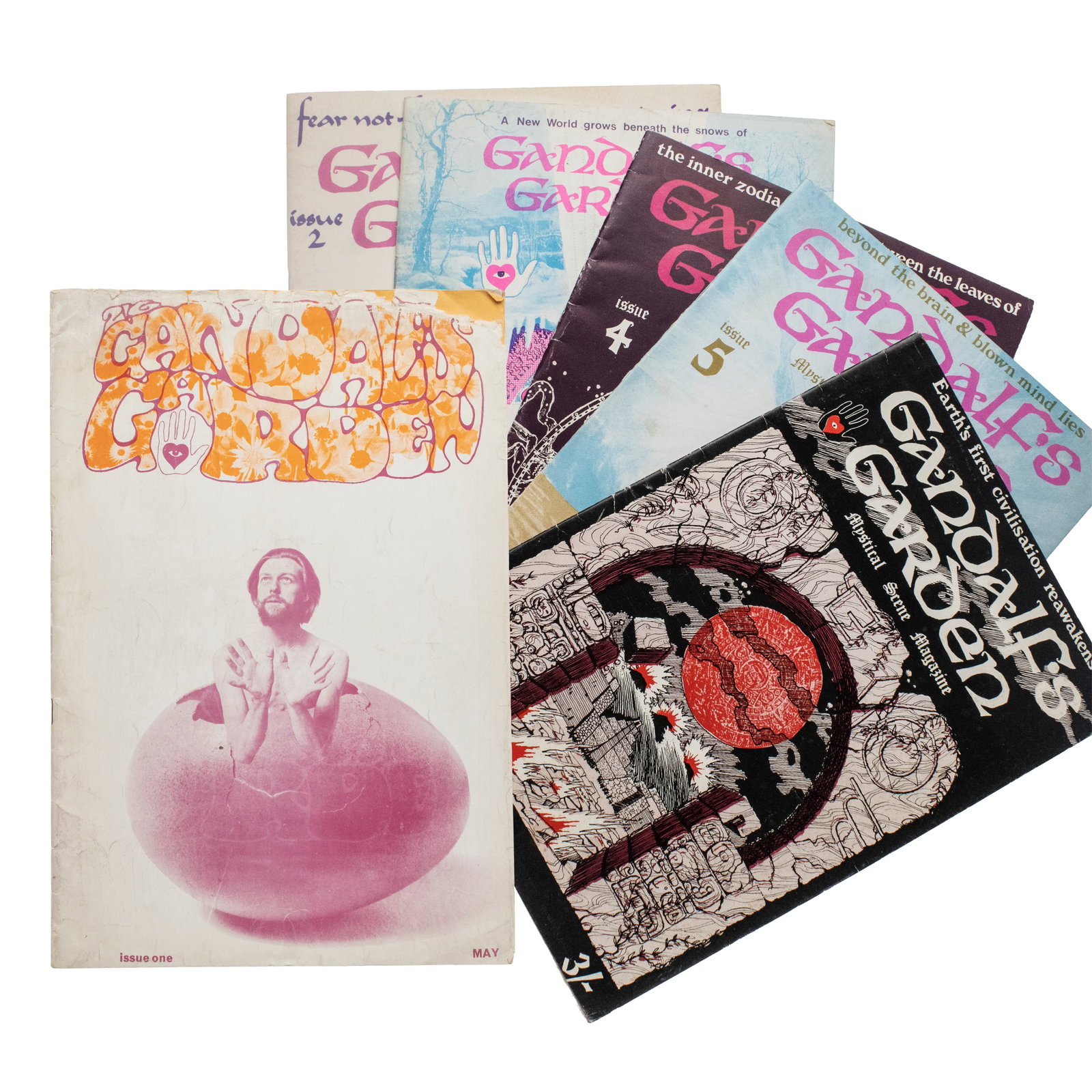 [PSYCHEDELICS] Complete "Gandalf's Garden" 6-Issue Run: COMPLETE 6-ISSUE RUN OF GANDALF'S GARDEN MAGAZINE Muz Murray (b. 1940). Gandalf's Garden. 6 issues, Nos. 1-6. [London]: Citadelle Press, 1968-1969. 4to. Illustrated throu