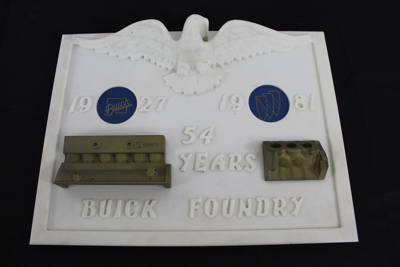 Buick Foundry Award - Significant: Heavy marble award givin for 54 years of service. Approximately 21x16. Very heavy.