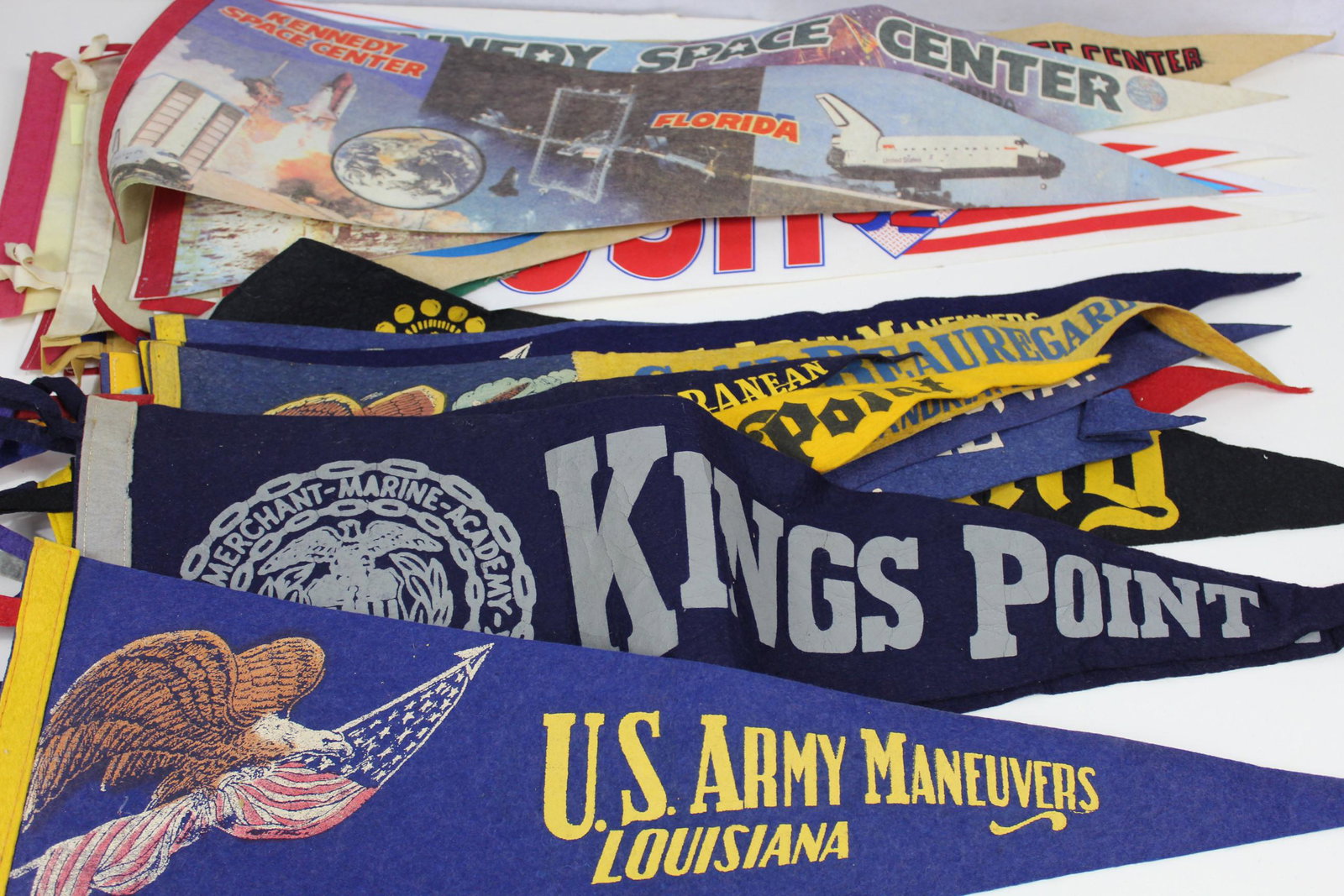 WWII 1920's - 70's Felt Pennants: Mix of military, College and misc. vintage pennants