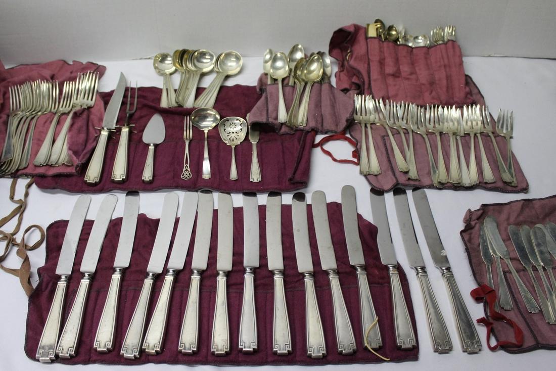 140+ Piece Sterling Flatware set: 1911 / 1913 Pattern full sterling set as shown. Very heavy. Total set weighs over 10 lbs. 140 Sterling pieces plus 10 misc. spoons that are made in Italy and appear to be brass.