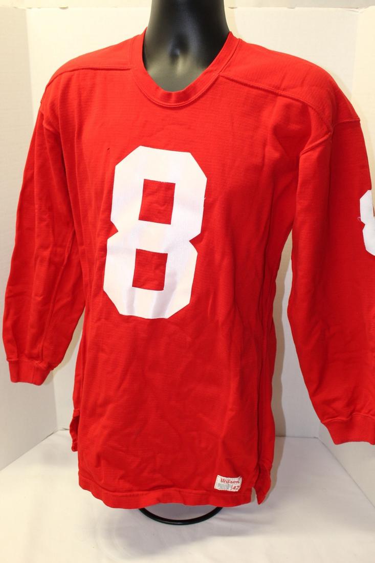 Vintage 49ers Game Used Jersey: Number 8 "Wilson". We do not have certification for this or most of the other jerseys as these were obtained from an estate. The family could not locate documentation. Please bid accordingly.