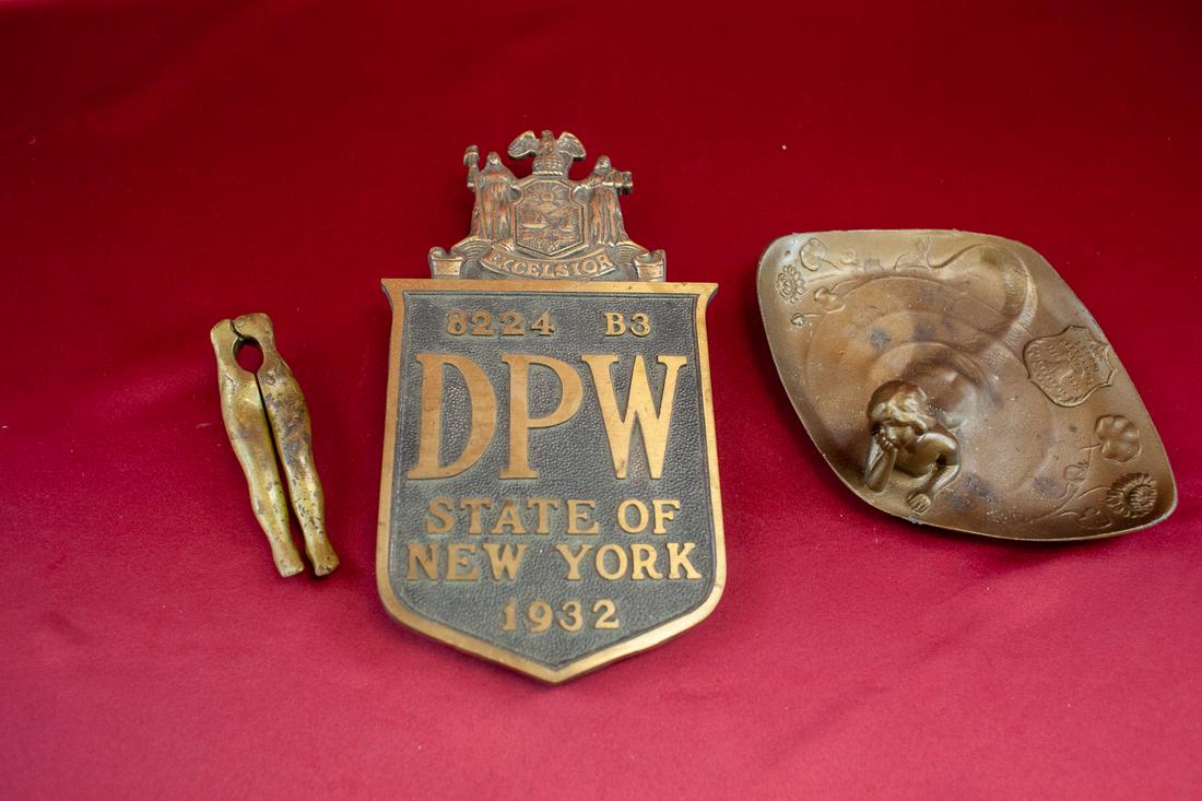 Assorted Brass Lot - 1932 NYS DPW  Car Door Badge (1 of 7)