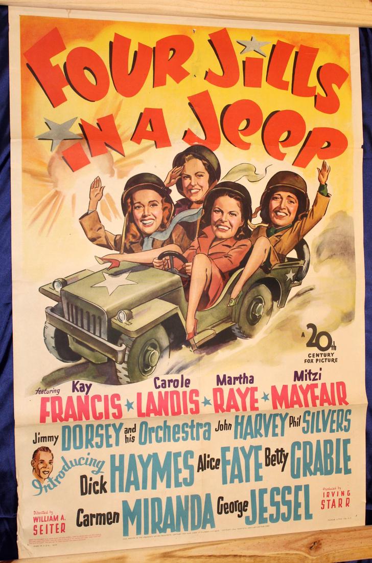 1940's Movie Poster "Four Jills In A Jeep": Original half-sheet G-VG