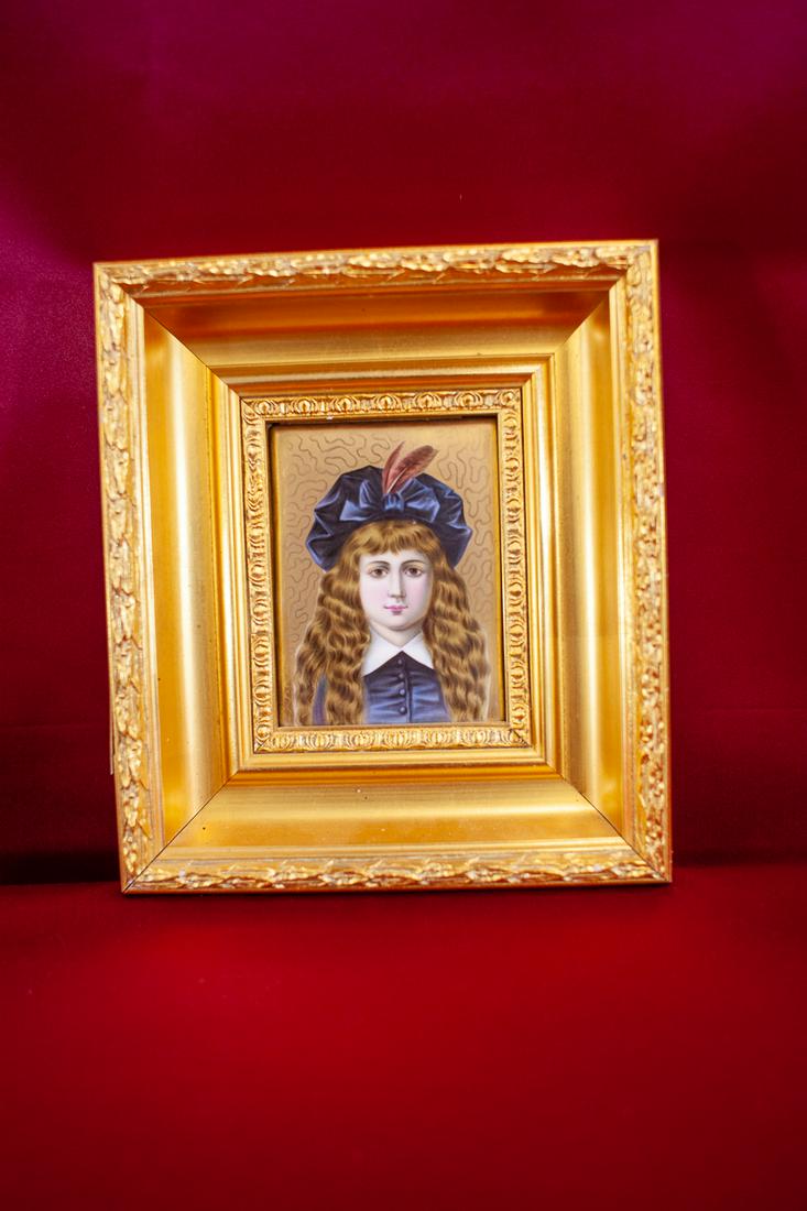 19th c. Renaissance Style Painting: 8x9 1920's watercolor and gilt.