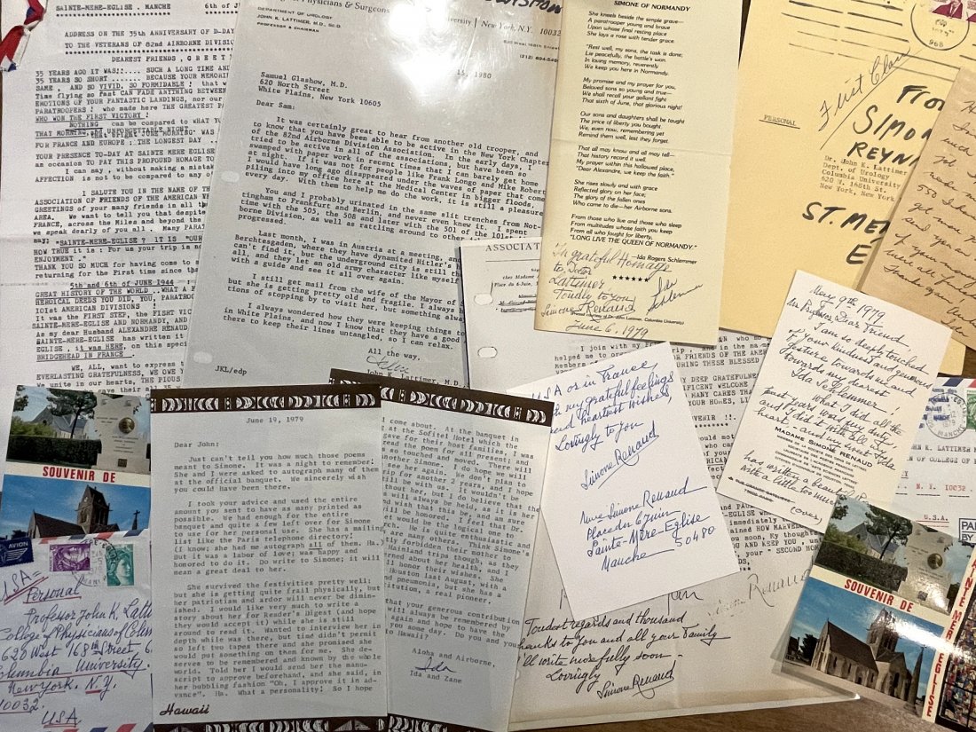 WWII D-Day Madame Simone Renaud Collection: Collection of letters and autographs from Simone of Normandy.