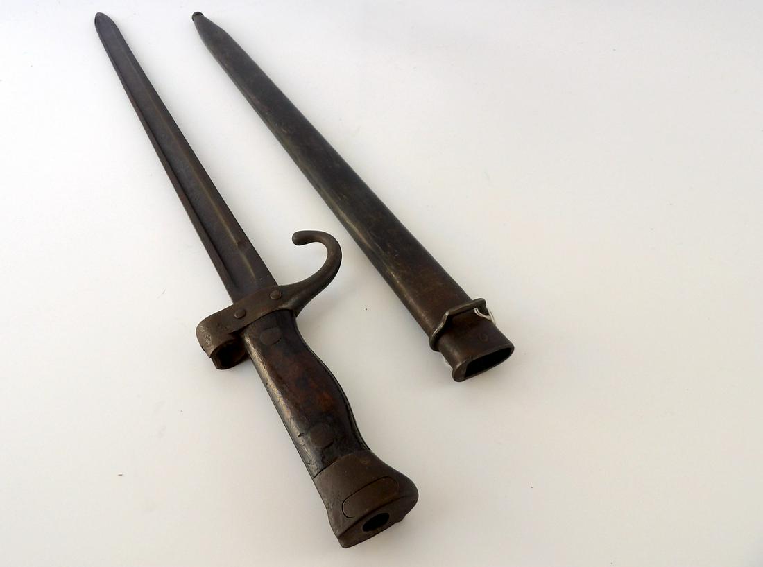 WW1 French 1892 Model MLE Bayonet: 1st Pattern. Scabbard. For the Berthier Rifle