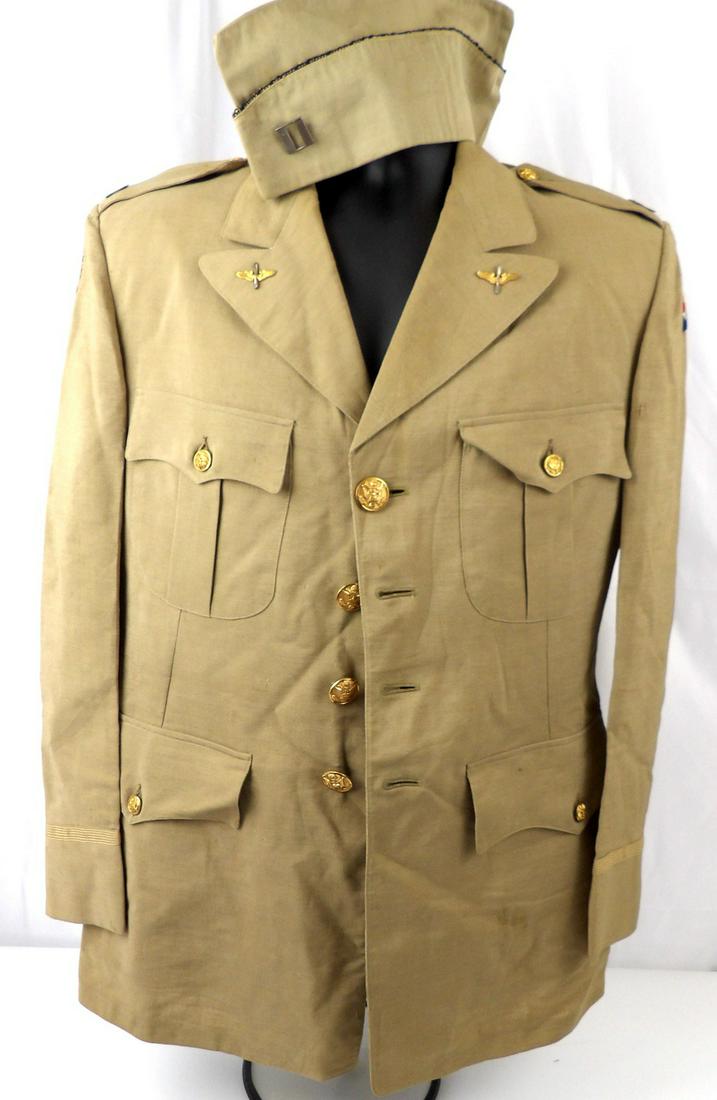 WW2 USAAF 8th Air Force Captains Summer Jacket and Garrison Cap (1 of 6)