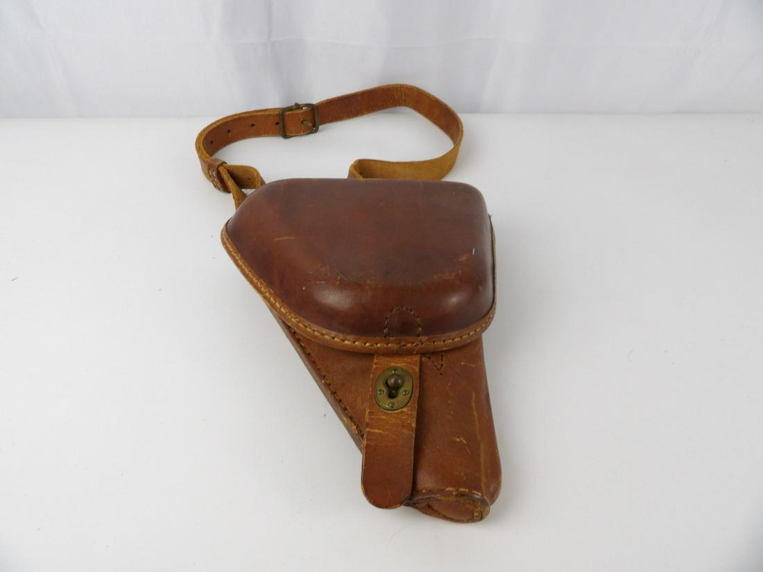 Rare WW2 Japanese Type 14 Nambu Pistol Holster: Clam Shell Type 14. Maker Mark on inside of Flap