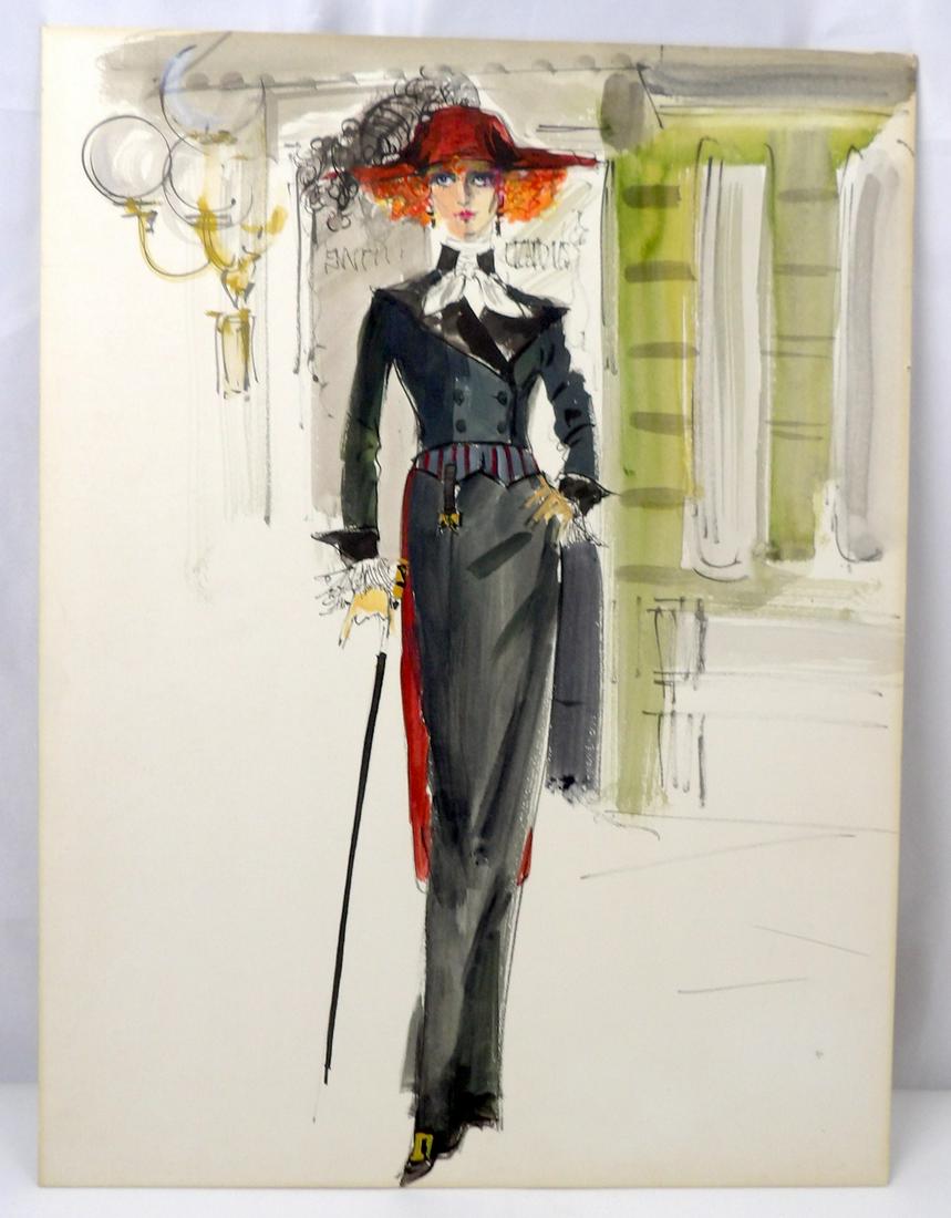 Original Costume Design Watercolor by Ray Aghayan (1 of 5)