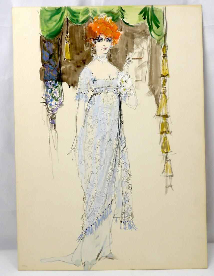 Original Costume design watercolor by Ray Aghayan (1 of 5)