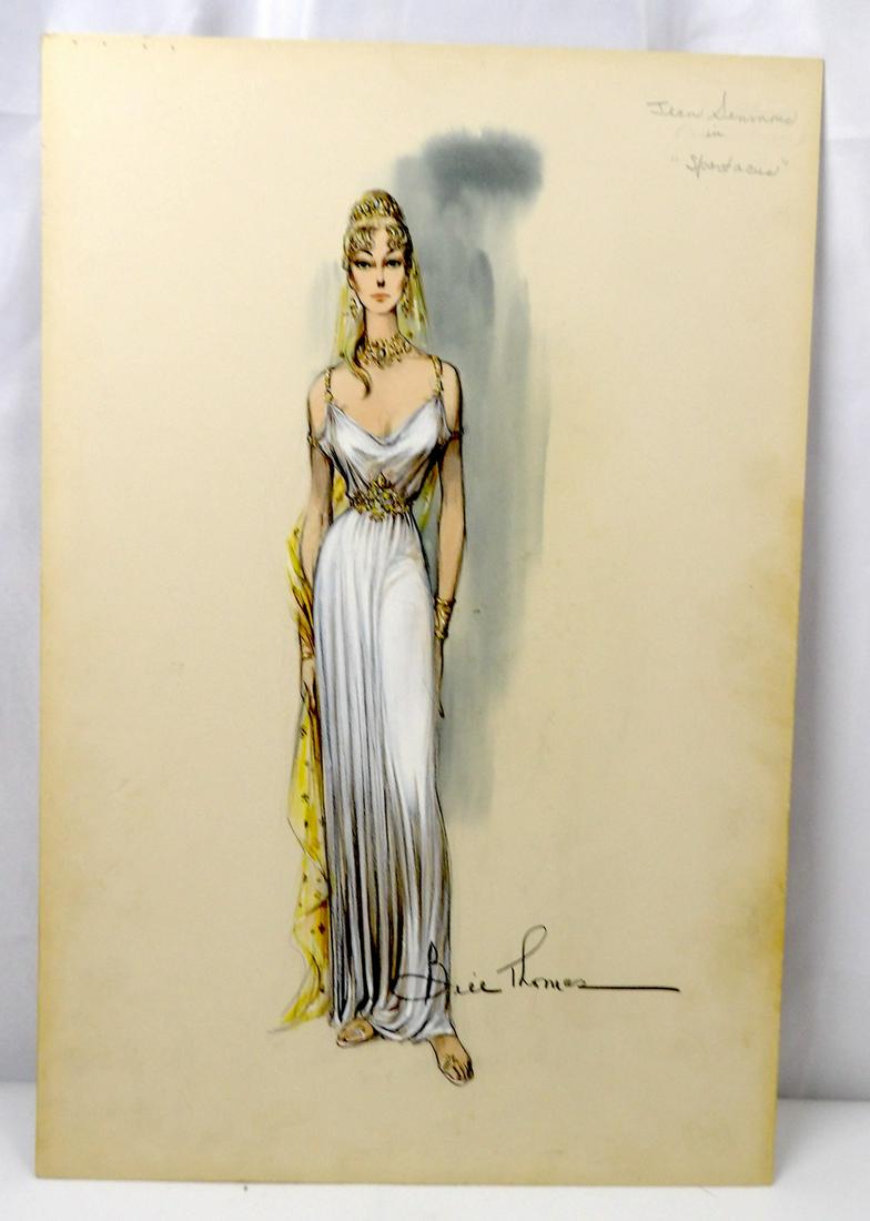 Original Spartacus Autographed Costume Design watercolor by Bill Thomas (1 of 5)