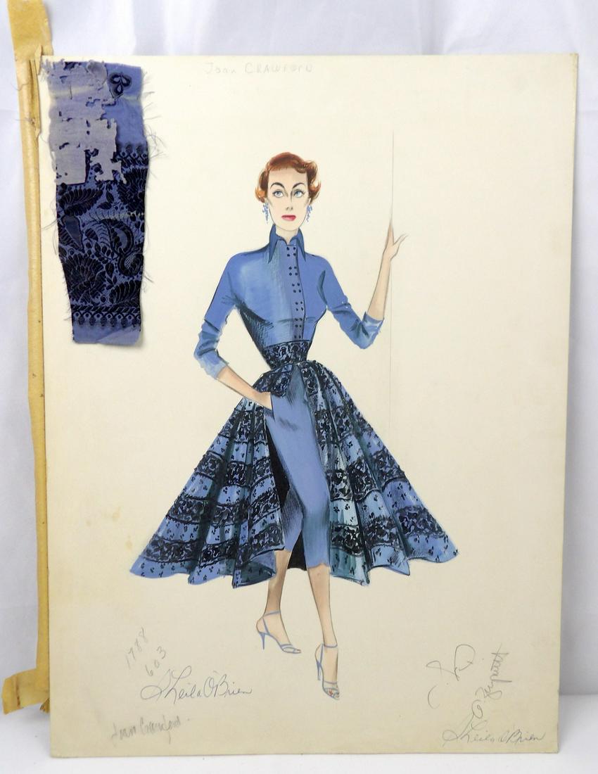 Original Female On The Beach Autographed Costume Design Watercolor by Sheila O'Brien (1 of 6)