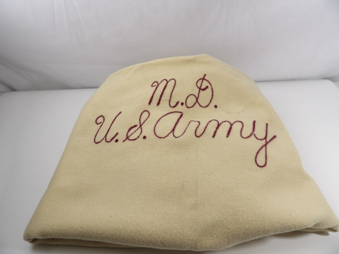 WW2 WWII US Army Medical Department Hospital Bed Wool Blanket (1 of 6)