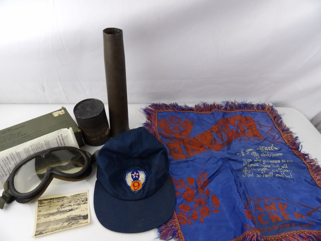 Lot of Mixed Military items: Pillow covers, 9th AF private purchase cap and more