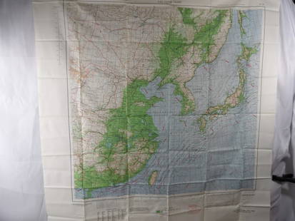 WW2 WWII N C-36 Usaaf Silk Escape map: Central East Asian