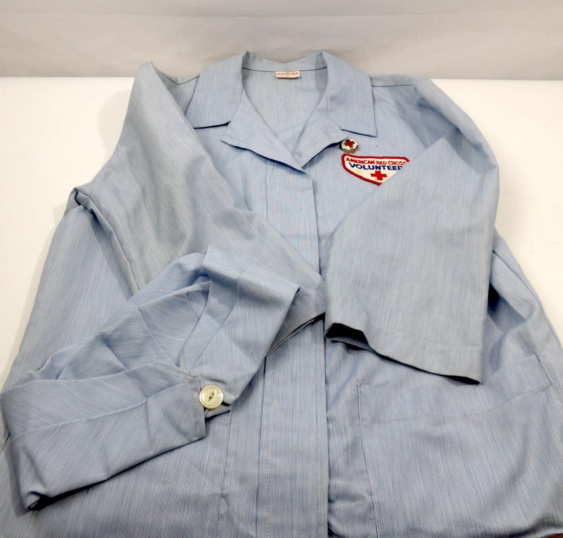 WW2 WWII Red Cross Volunteer Womans Shirt and Hat (1 of 13)