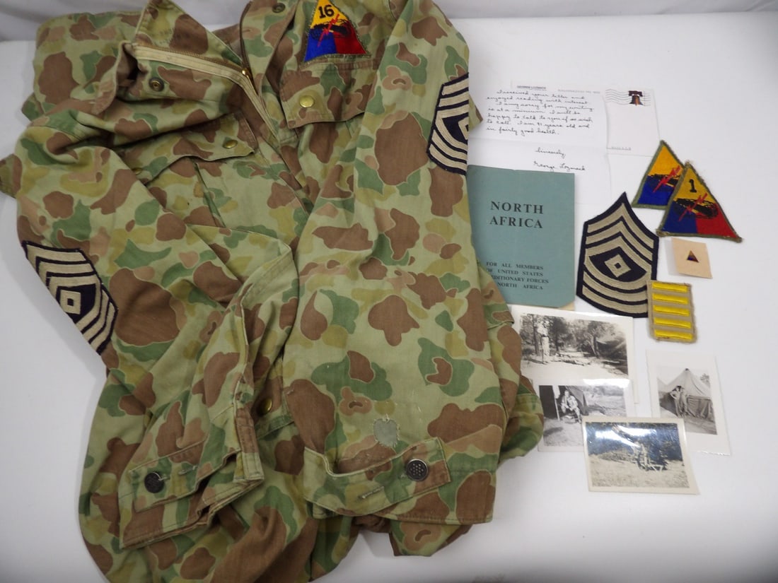 Named WW2 WWII 1st and 16th Armored Grouping With Frogskin Camo coveralls (1 of 15)