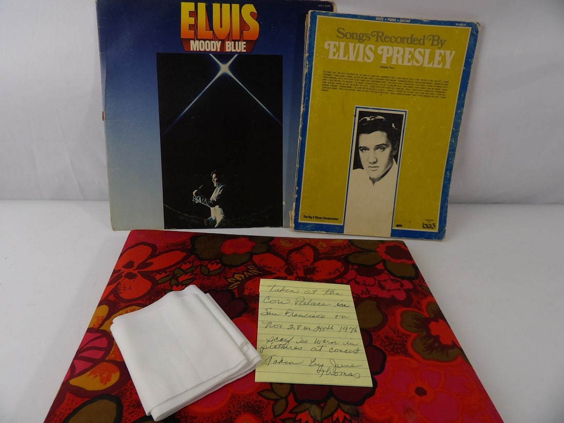 Stunning Autographed Elvis Presley Scarf and Scrapbook Lot (1 of 12)