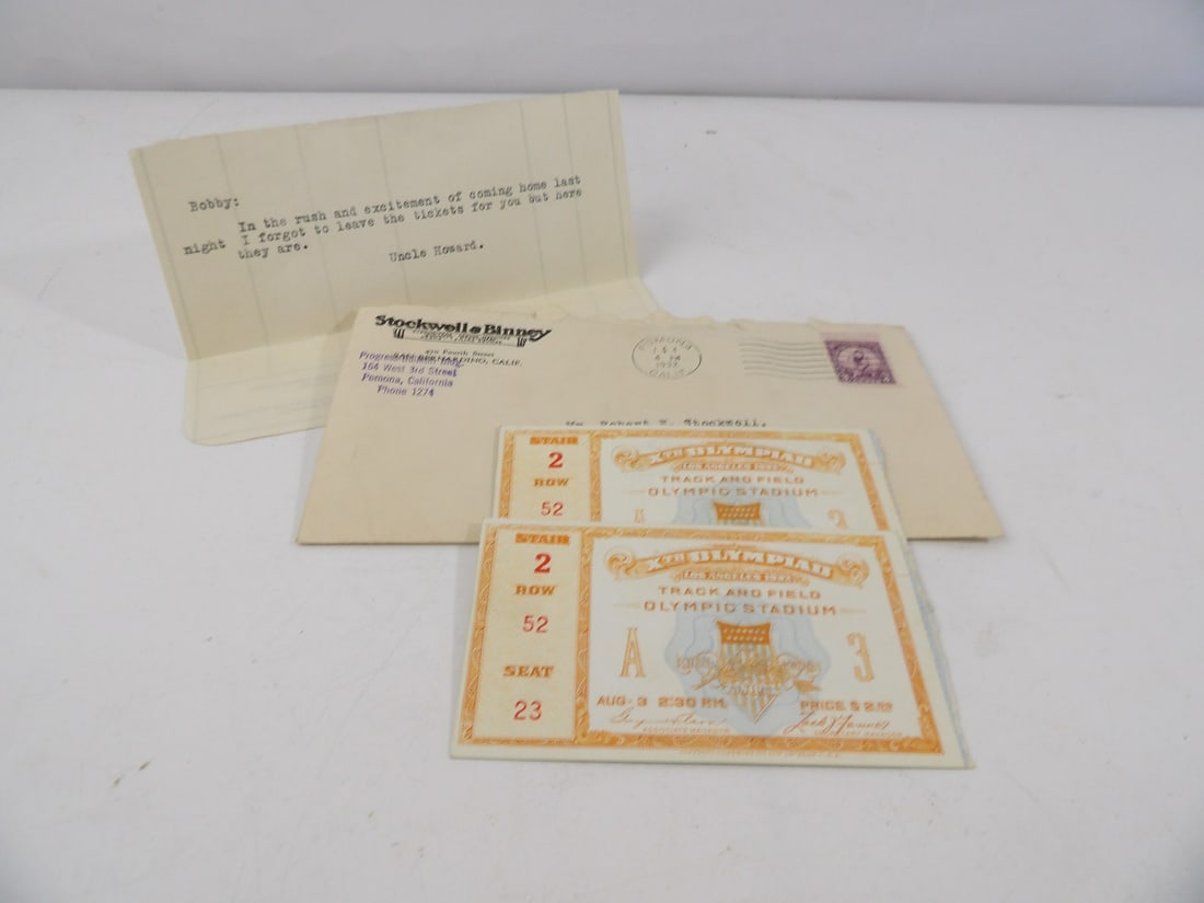 Original 1932 Olympic Track and Field Tickets with Letter (1 of 5)
