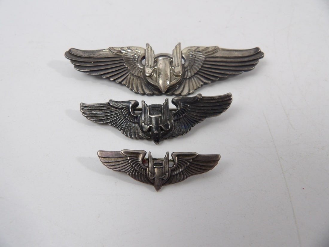 Complete Set of WW2 Aerial Gunner Pinback Sterling Wings (1 of 5)