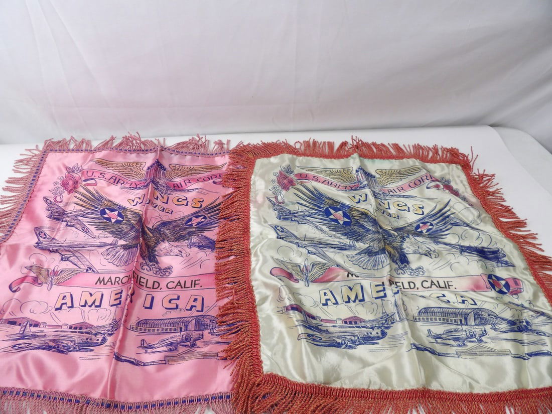 Lot of WW2 WWII AAF March Air Force Base Sweetheart Pillow Covers (1 of 6)