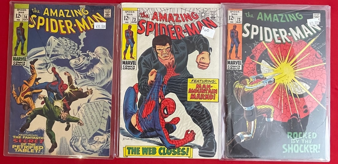 The Amazing Spider-Man Marvel Comic Book Lot - ilver Age Issues 72, 73, 74 (1 of 1)