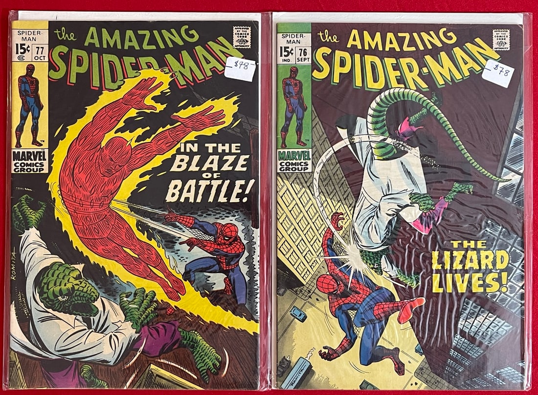 The Amazing Spider-Man Marvel Comic Book Lot - Silver Age Key Lot Issues 76 and 77 (1 of 1)
