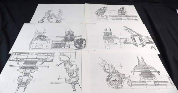 Very Rare SYD Mead Production copies from the movie Short Circuit: These copies are for the robot S.A.I.N.T in the 1980s classic Short Circuit. Sydney mead is a famed american industrial designer. Sydney has worked on other movies such as Tron, Blade Runner and