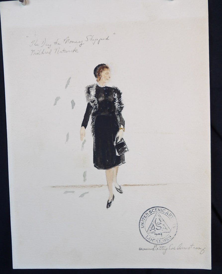 Incredibly rare Costume Design Sketch by Betty Coe Armstrong (1 of 5)