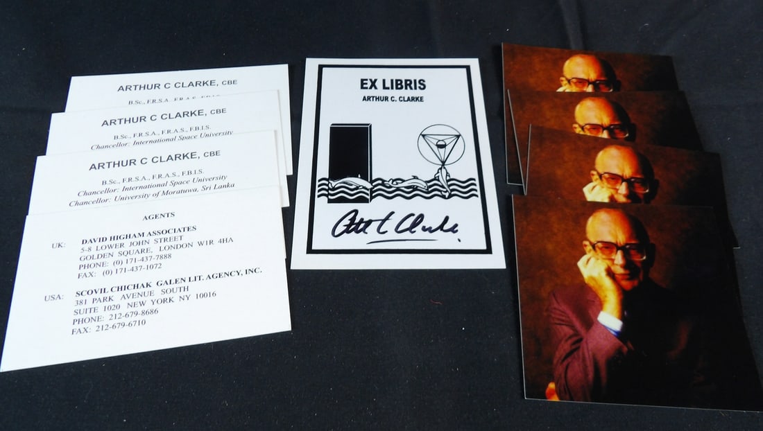 Arthur C. Clarke Science Fiction Author Autograph and Business Card Lot (1 of 4)