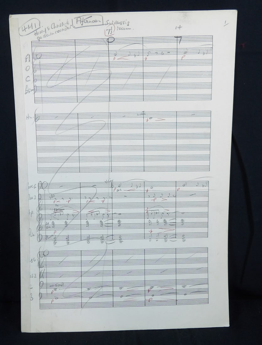 1962 original sheet music from Hammer Films production of Phantom of the Opera: Original hand written notes and corrections. Roughly 10"x 15"