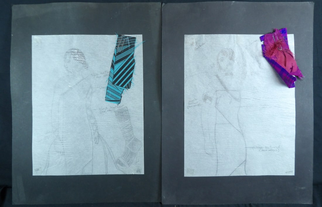 Lot of Josey and the Pussy Cats Feature film costume design sketches with samples (1 of 12)